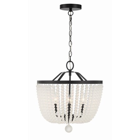 Crystorama Rylee 4 Light Matte Black Chandelier Frosted Beads 604-MK-FR